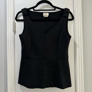 Kate Spade Black Peplum Top with Bow Shoulders